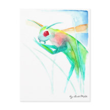 insect worshipping in colorful watercolor