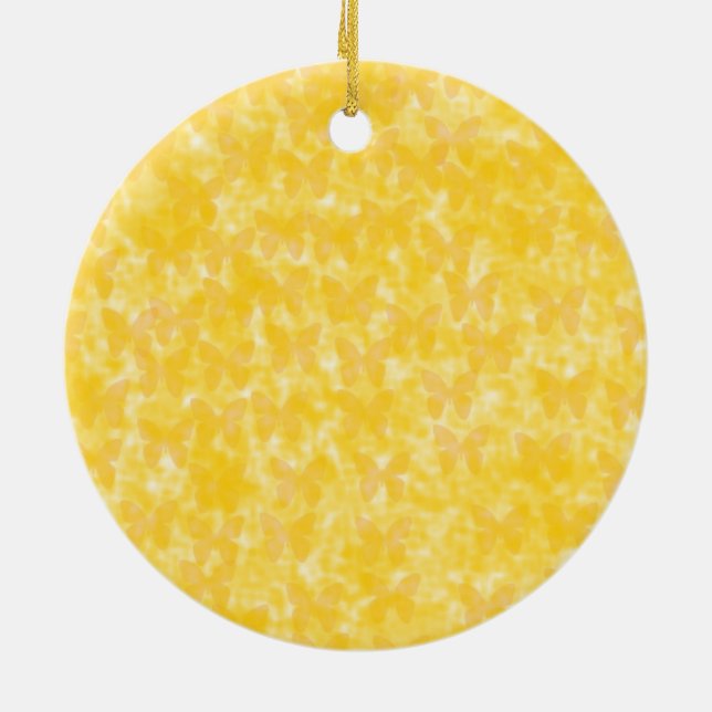 Insect Yellow Butterflies Ceramic Ornament (Back)
