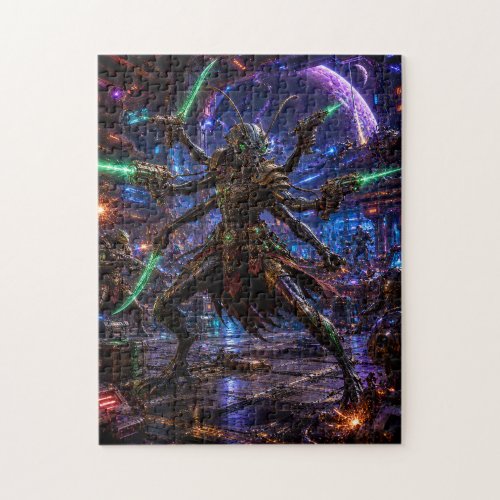 Insectoid Space Pirate — Six-Armed Combatant Jigsaw Puzzle