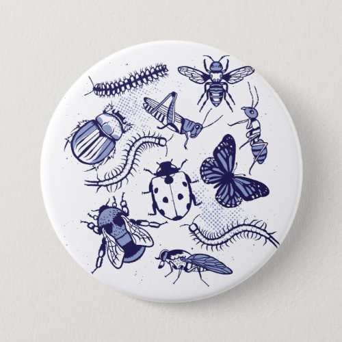 Insects and animals design button