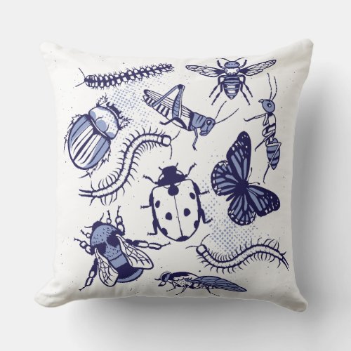 Insects and animals design throw pillow