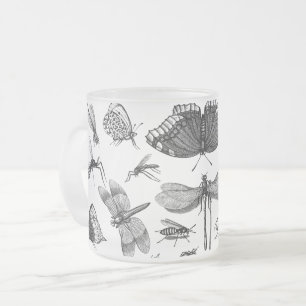 insects-animals-line-art-butterfly frosted glass coffee mug
