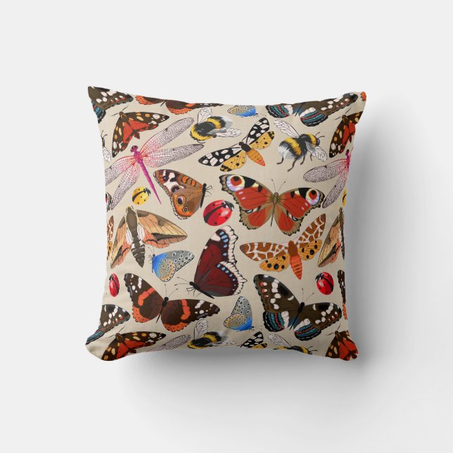 Insects & Bugs Print Indoor/Outdoor Throw Pillows (Front)