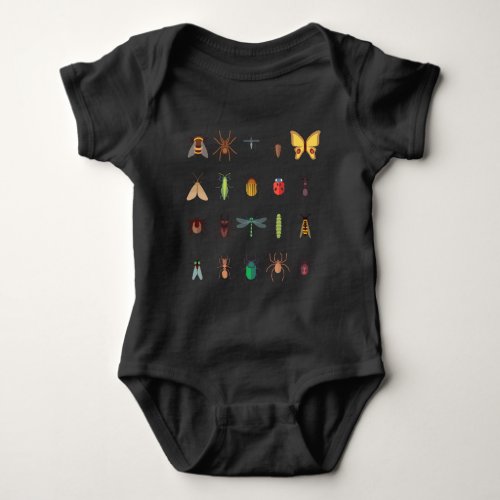 Insects Collection Drawing Cute Entomology Baby Bodysuit
