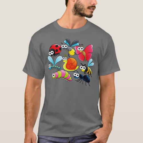 Insects Coloured toon T_Shirt