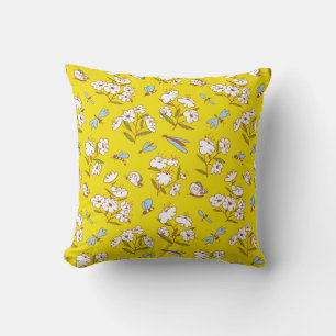 Insects Flowers Butterflies: Summer Seamless Patte Throw Pillow
