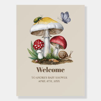 Insects Mushroom Woodland Nature Baby Shower Foam Board