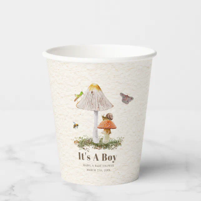 Insects Mushroom Woodland Nature Baby Shower Paper Cups | Zazzle