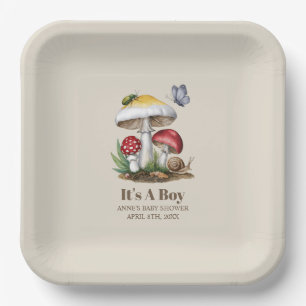 Insects Mushroom Woodland Nature Baby Shower Paper Plates