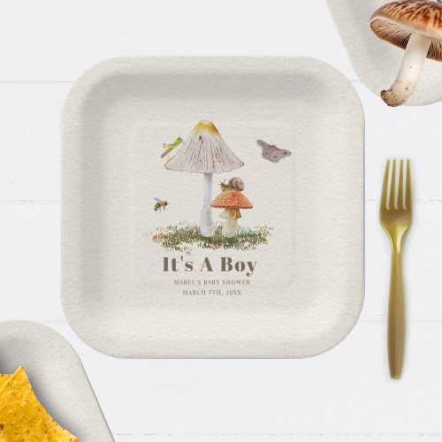 Insects Mushroom Woodland Nature Baby Shower  Paper Plates