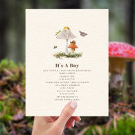 Insects Mushroom Woodland Nature Boy Baby Shower Invitation