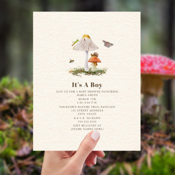 Insects Mushroom Woodland Nature Boy Baby Shower Invitation by JillsPaperie at Zazzle