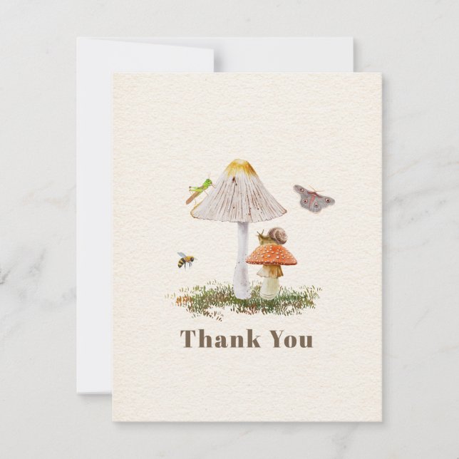 Insects Mushroom Woodland Nature Thank You Card (Front)
