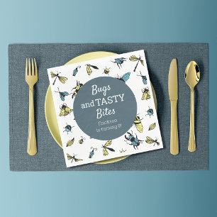 Insects Outdoor Birthday Party Slate Blue Napkins