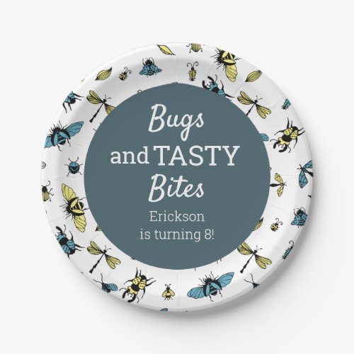Insects Outdoor Birthday Party  Slate Blue Paper Plates
