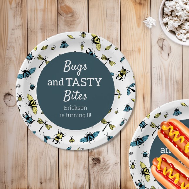 Insects Outdoor Birthday Party | Slate Blue Paper Plates (Creator Uploaded)