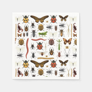 Insects Paper Napkins, Garden Bug Party Napkins