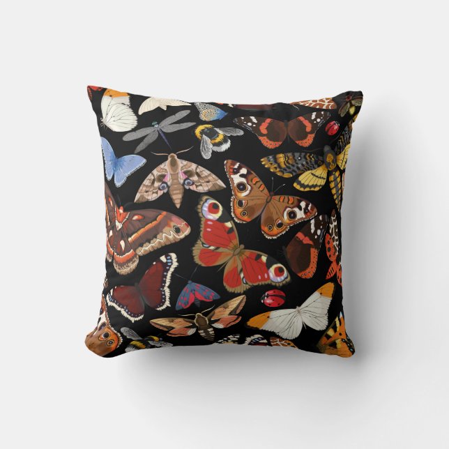 Insects seamless pattern throw pillow (Front)