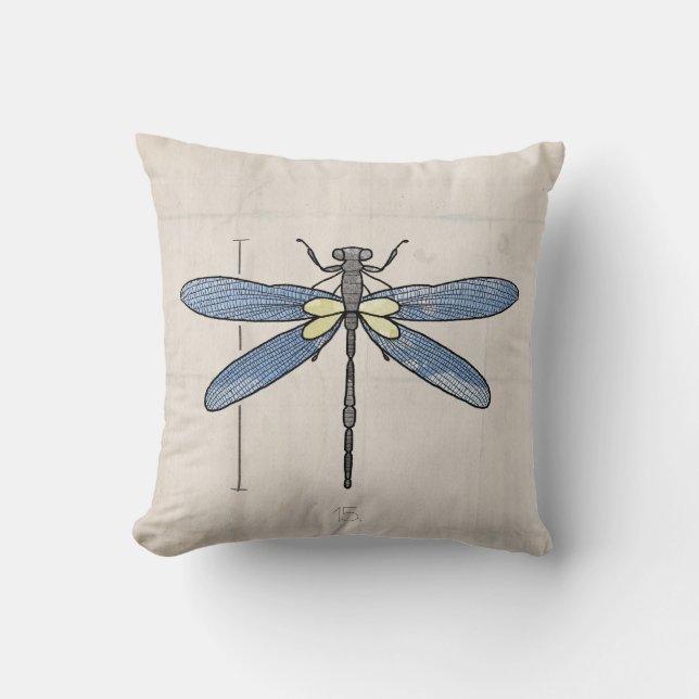 Insects Series- Dragonfly + Butterfly 2 for 1 Throw Pillow (Front)