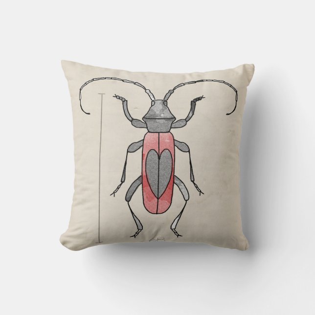Insects Series- Red Beetle+ Beetle 2 for 1 Throw Pillow (Front)