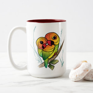Inseparable Parrots Two-Tone Coffee Mug