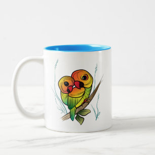 Inseparable Parrots Two-Tone Coffee Mug