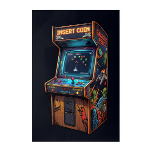 Insert Coin After Dark Arcade Cabinet Acrylic Wall Print
