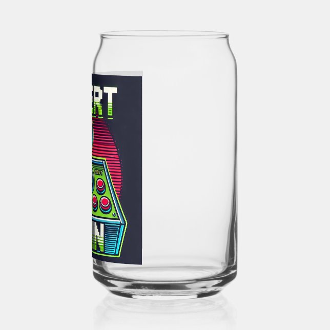 Insert Coin Retro Arcade Can Glass – 80s Gaming (Left)