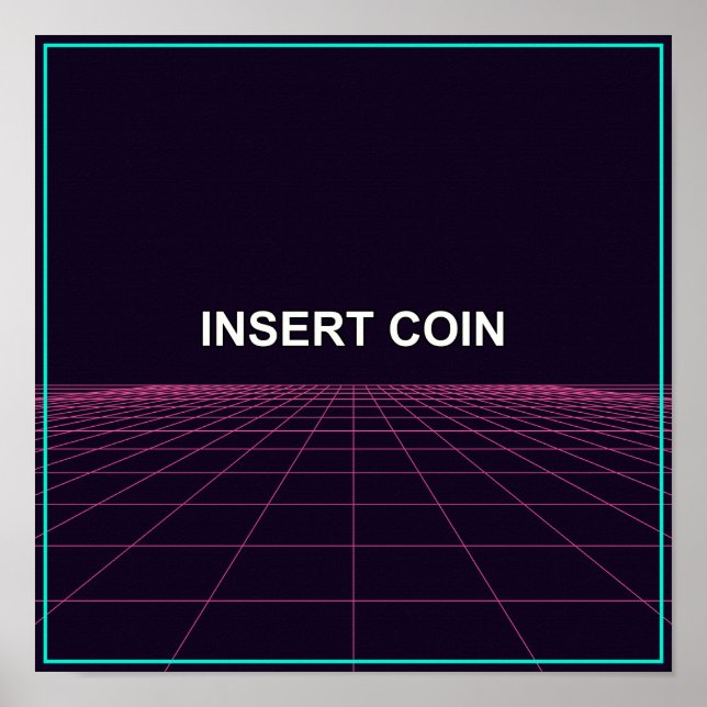 Insert Coin - Retro Arcade Grid Poster (Front)