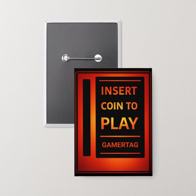 Insert Coin to Play Personalized Gamertag Button (Front/Back)