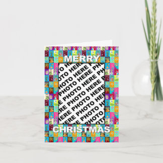 Insert Photo Christmas Color Floral Card With Cale