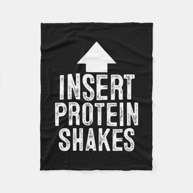 Insert Protein Shake Funny Pointing Arrow To Mouth Fleece Blanket (Front)