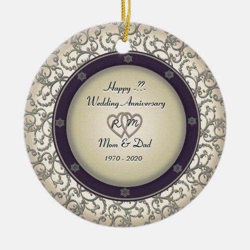 Insert Years Wedding Anniversary Ceramic Ornament