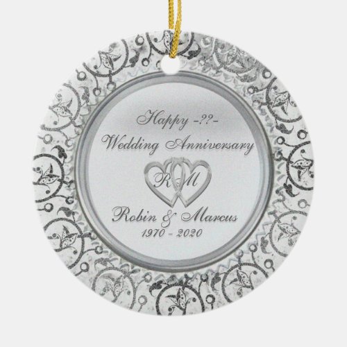 Insert Years Wedding Anniversary Ornaments