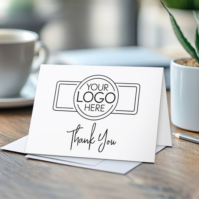 Insert Your Logo on front - QR Code Back Letterpress Thank You Card (Custom Logo Thank You Note Card - Optional QR Code on Back)
