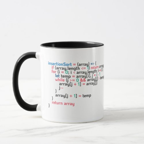 Insertion Sort Programming Code Snippet Mug