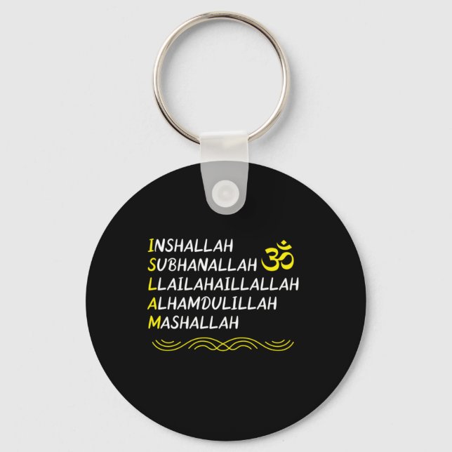 Inshallah Mashallah Muslim Islam Allah Mosque Gift Keychain (Front)