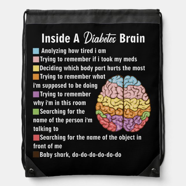 Inside A Diabetes Brain Drawstring Bag (Front)