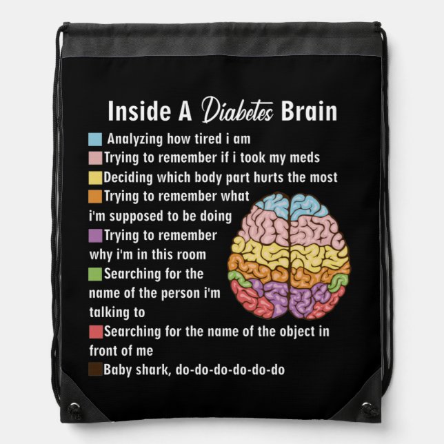 Inside A Diabetes Brain Drawstring Bag (Front)