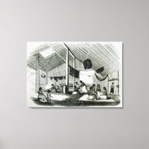 Inside a Tahitan Hut Canvas Print