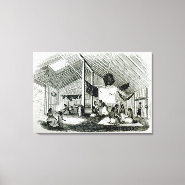 Inside a Tahitan Hut Canvas Print (Front)