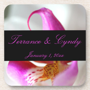Inside a White Orchid Personal Wedding Beverage Coaster