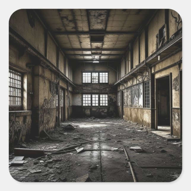 Inside an Abandoned Station  Square Sticker (Front)