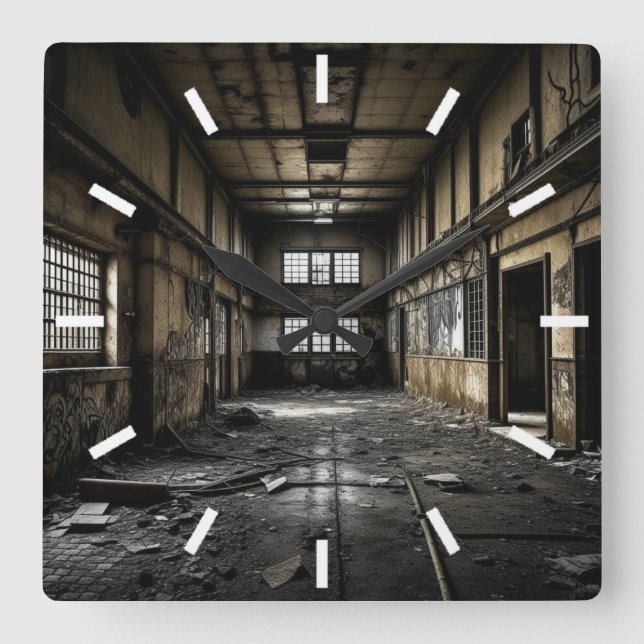 Inside an Abandoned Station  Square Wall Clock (Front)