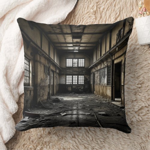 Inside an Abandoned Station  Throw Pillow