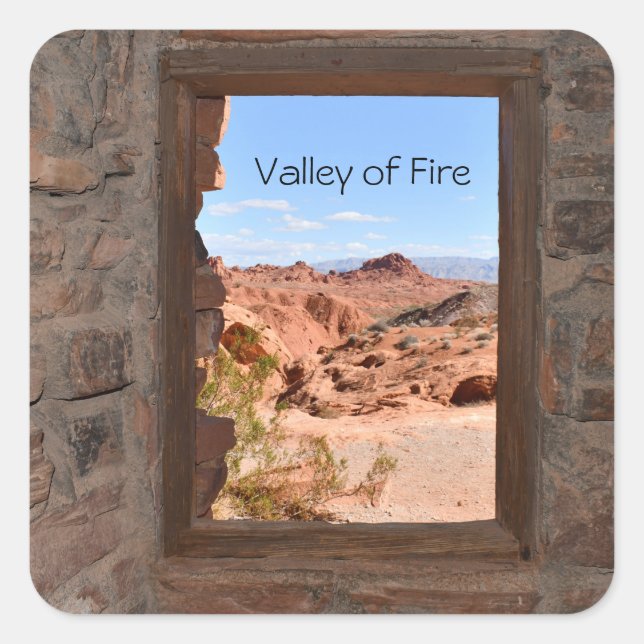 Inside cabin view of the Valley of Fire      Square Sticker (Front)