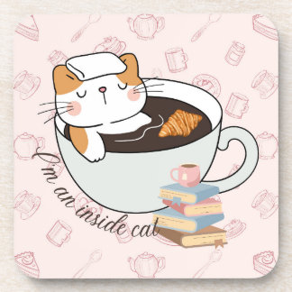 Inside Cat Spa Beverage Coaster