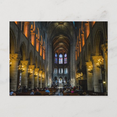 Inside Cathedral Sunset Notre Dame Cathedral Paris Postcard