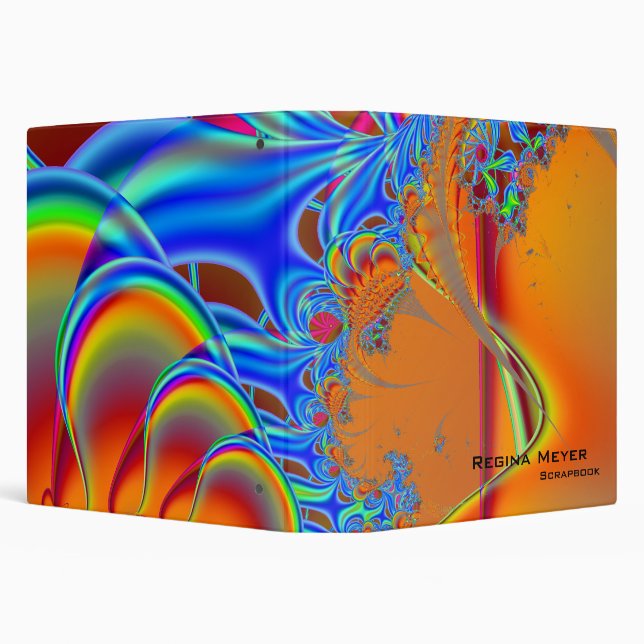 Inside I · Fractal Art · Blue & Orange 3 Ring Binder (Background)