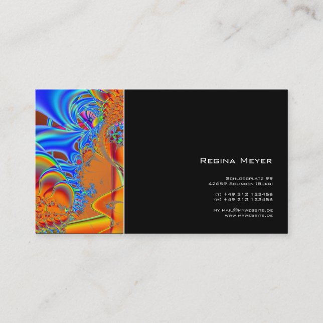 Inside I · Fractal Art · Blue & Orange Business Card (Front)